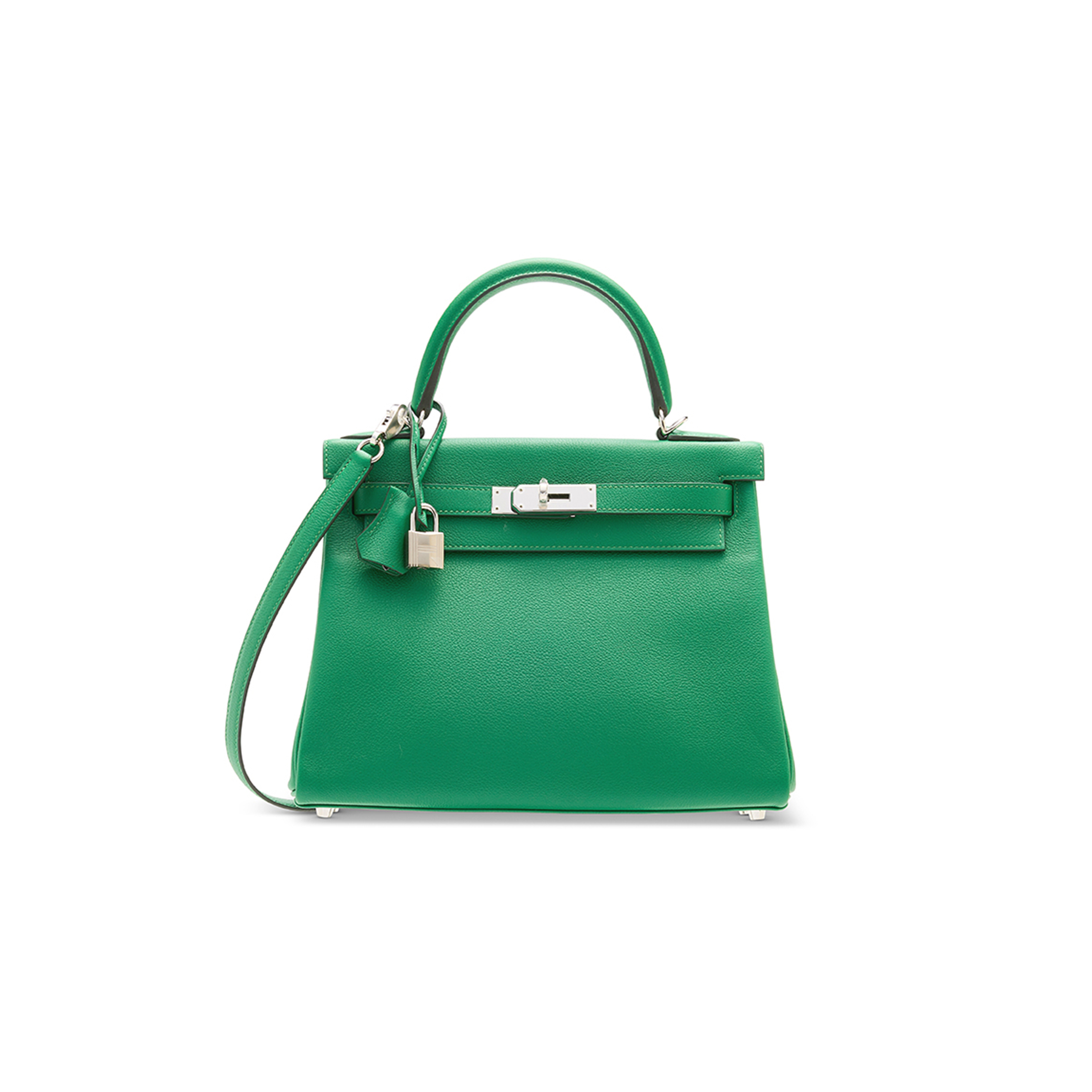 HERMÈS A CACTUS EVERCOLOR LEATHER RETOURNÉ KELLY 25 WITH PALLADIUM HARDWARE (25*17*7cm) 